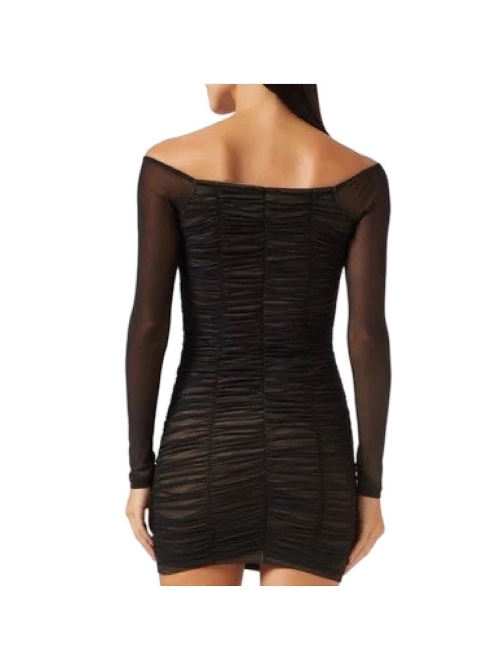 NWT $129 GOOD AMERICAN
Ruched Off-shoulder Mini Dress in Mesh -Small - Picture 4 of 13